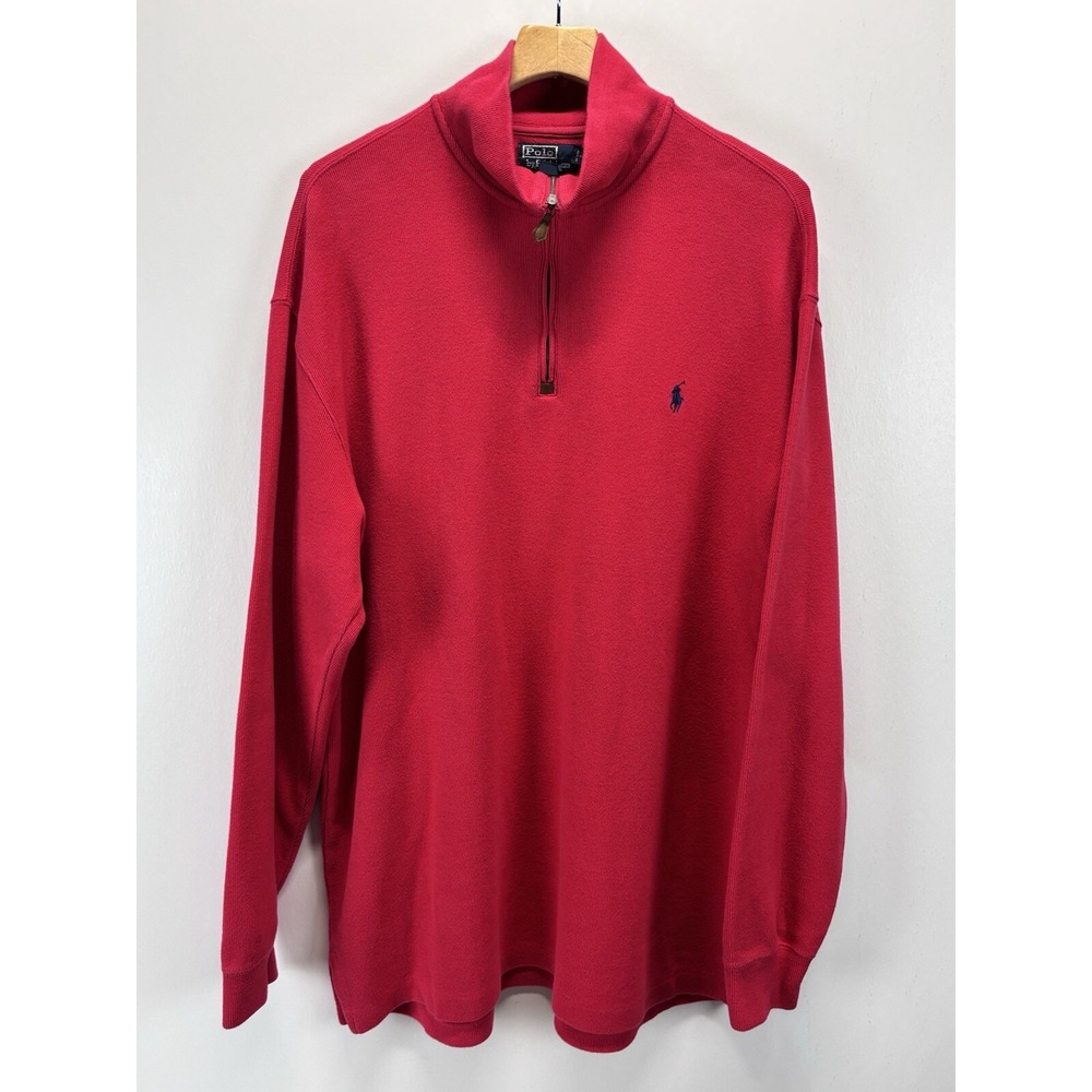 Polo Ralph Lauren Red pullover Sweater Sz XLT Big & Tall Men's Red 1/4 Zip